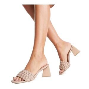 Steve Madden | Size 7.5 Aspyn Sandals Braided Square Open Toed Beige Cream